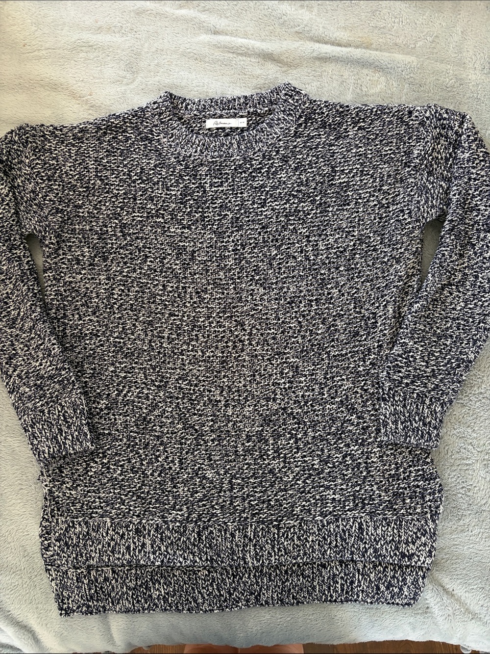 Reitmans Navy & White Marled Crewneck Sweater